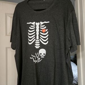 Gray Skeleton Print Short Sleeve Tee